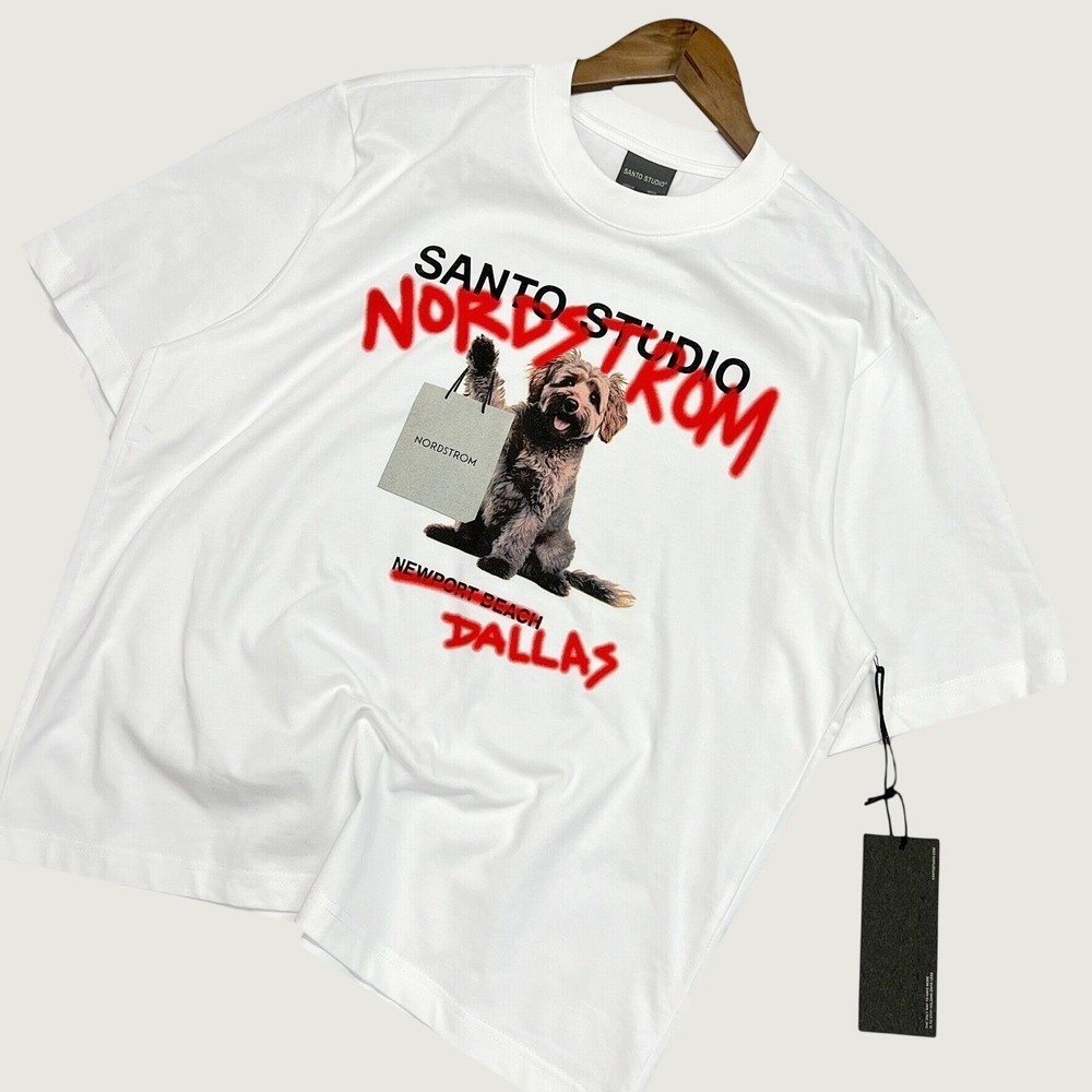Santo Studio x Nordstrom Dallas Dog Graphic T-Shirt White Mens M Designer NEW
